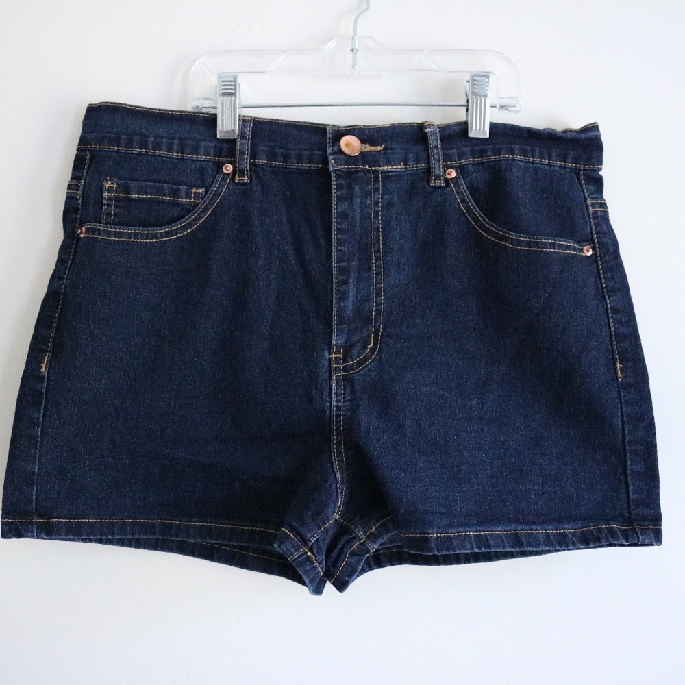 Forever 21 Dark Blue High-Rise Jean Shorts